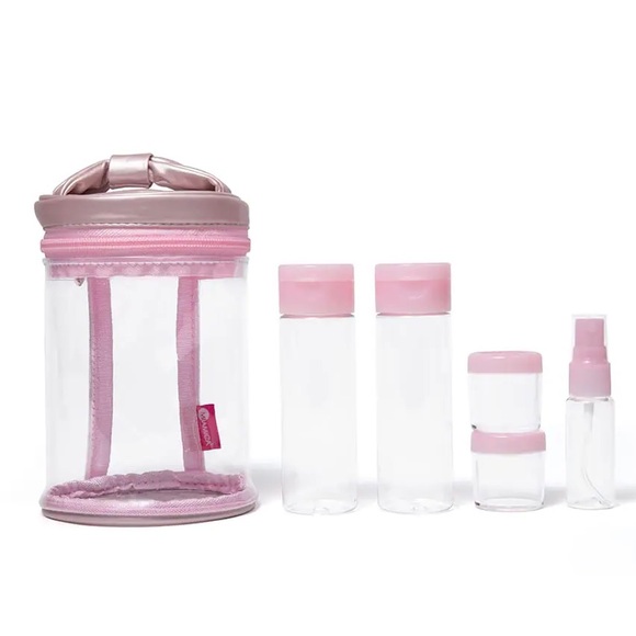 9PC Pink Vanity Case With Travel Bottle Set - Picture 1 of 7
